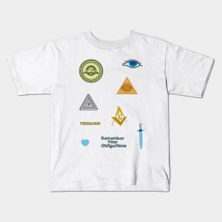 Freemasonry Symbols Freemason Masonic Occult Secret Society Kids T-Shirt